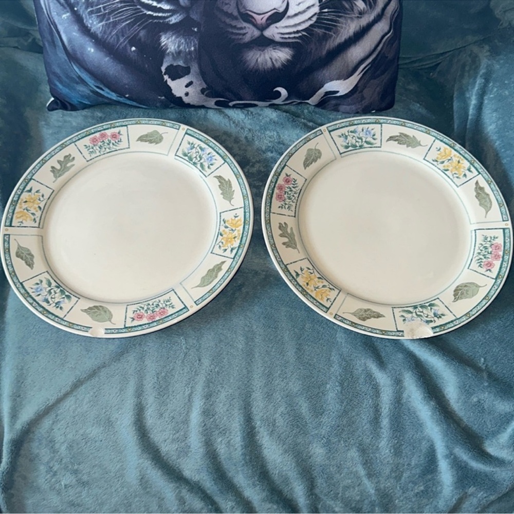 Chelsea Square 1998 Floral and leaf Patterned large Dinner Plates set of 2